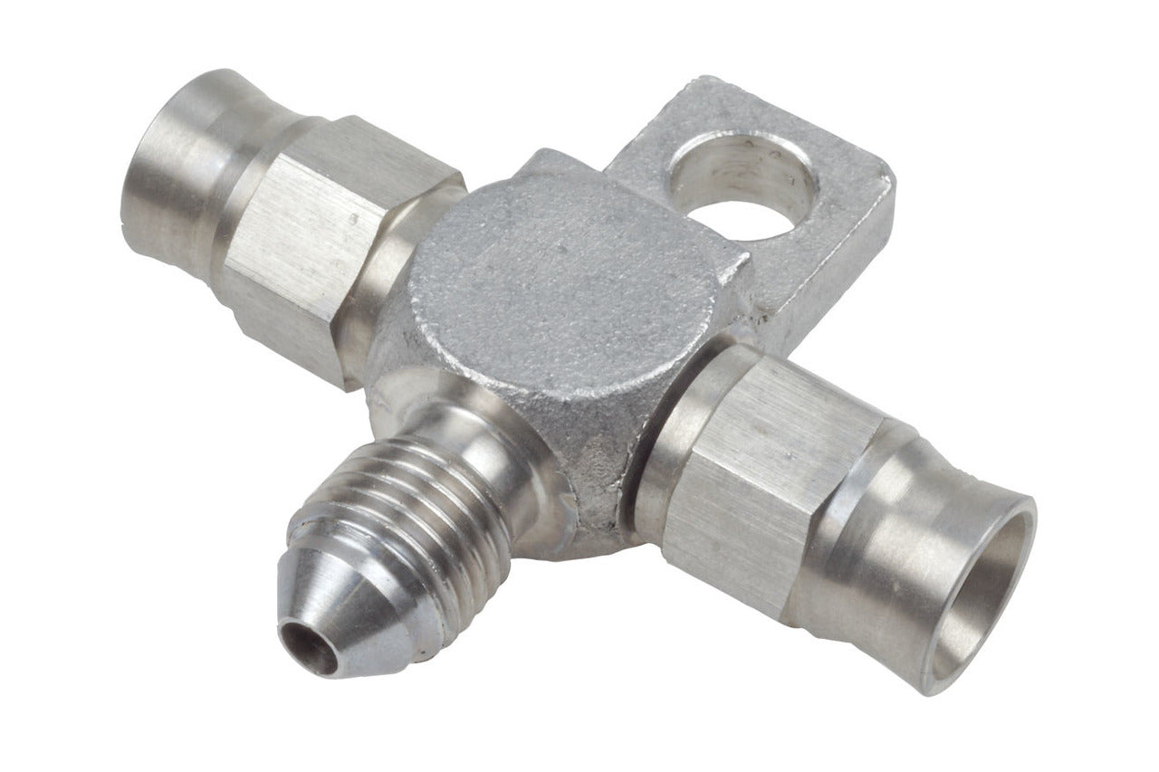 Raceworks AN-3 AN Male Flare Tee w/ 2 PTFE Hose Ends & 1 Male Flare (Stainless)