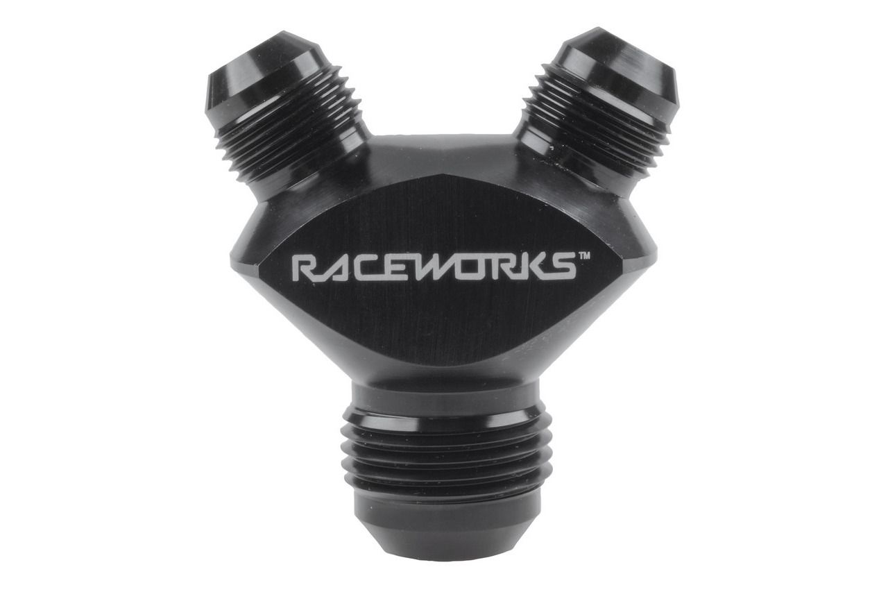 Raceworks AN-12 to 2x AN-8 Male Flare Y Block