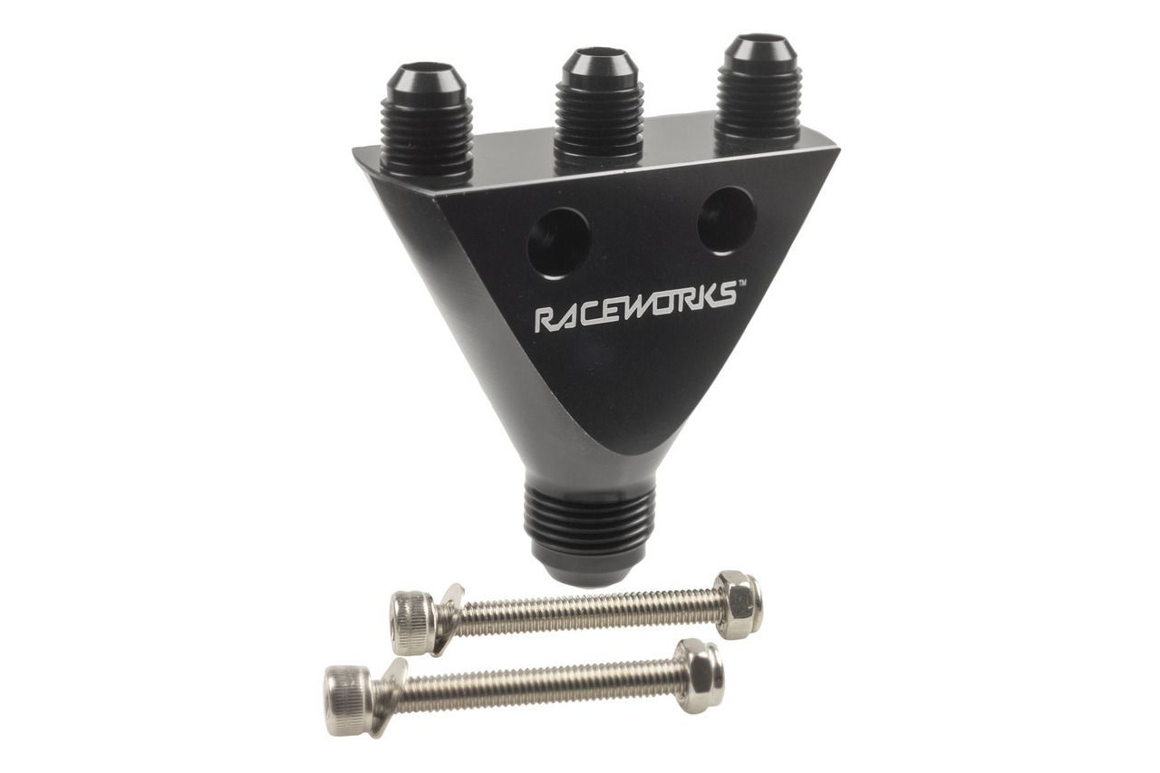 Raceworks AN-10 to 3x AN-6 Male Flare Y Block