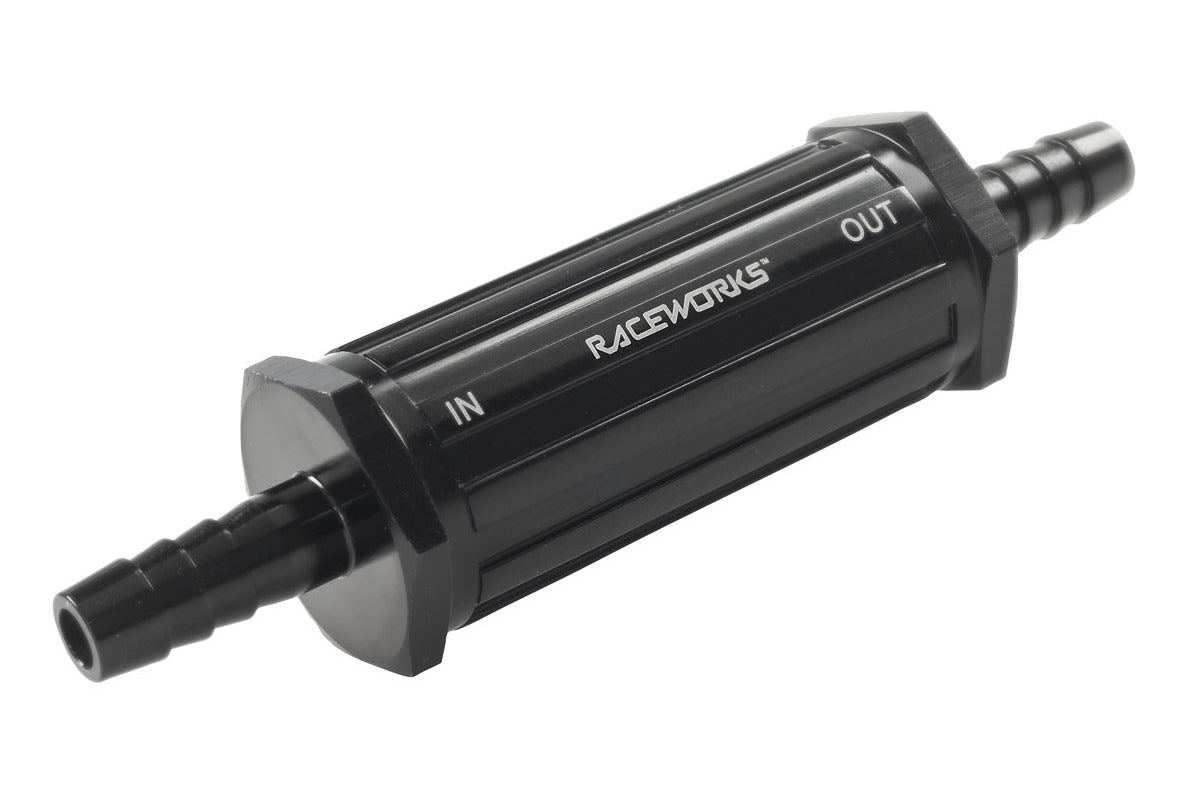 Raceworks Inline Fuel Filter 5/16″ / 8mm Barbs 30 Micron