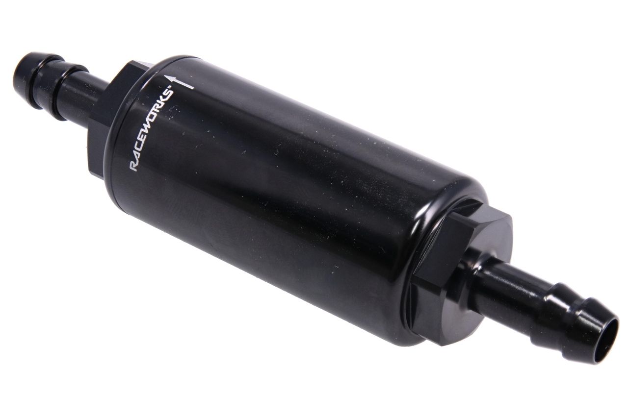 Raceworks 40 Micron Mini Billet Inline Fuel Filter 5/16″ Barb