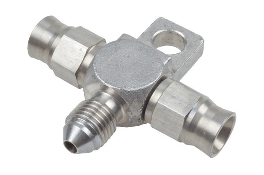 Raceworks AN-3 AN Male Flare Tee w/ 2 PTFE Hose Ends & 1 Male Flare (Stainless)