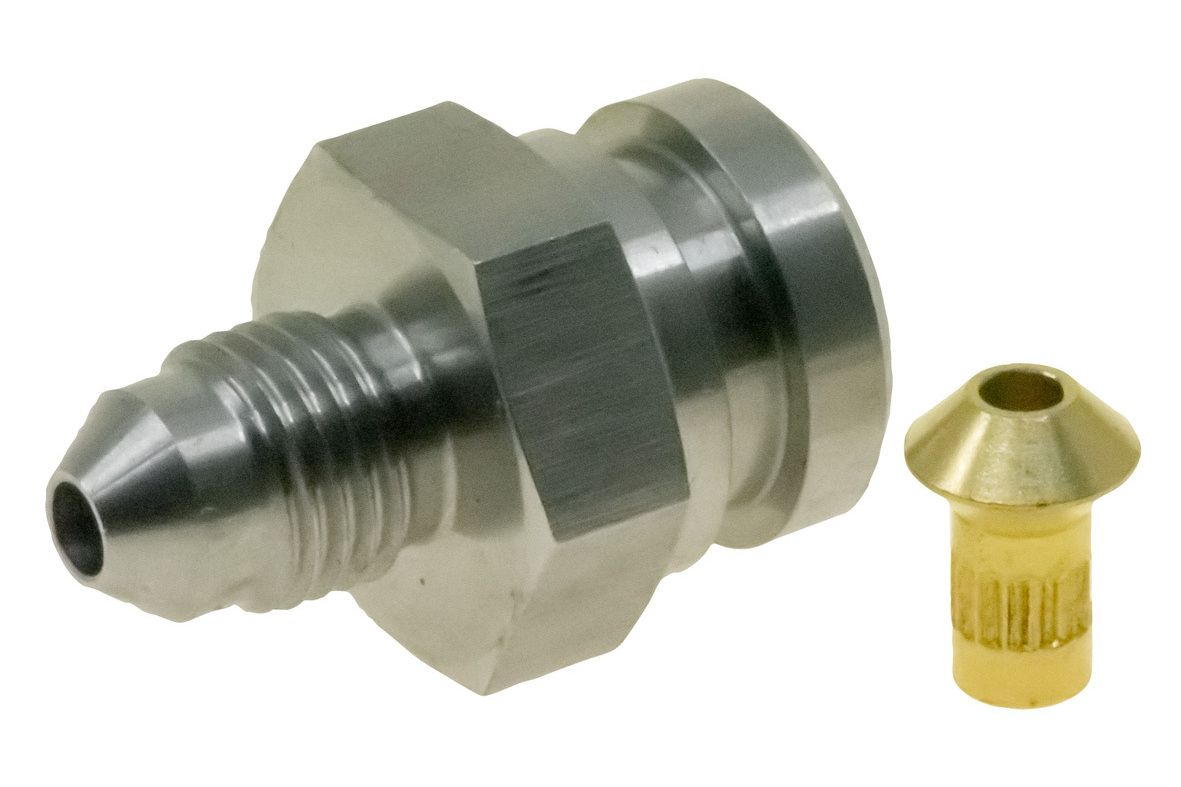 Raceworks Stainless M10x1.0 Female Inverted Flare to AN-3 Male Flare w/ Locator