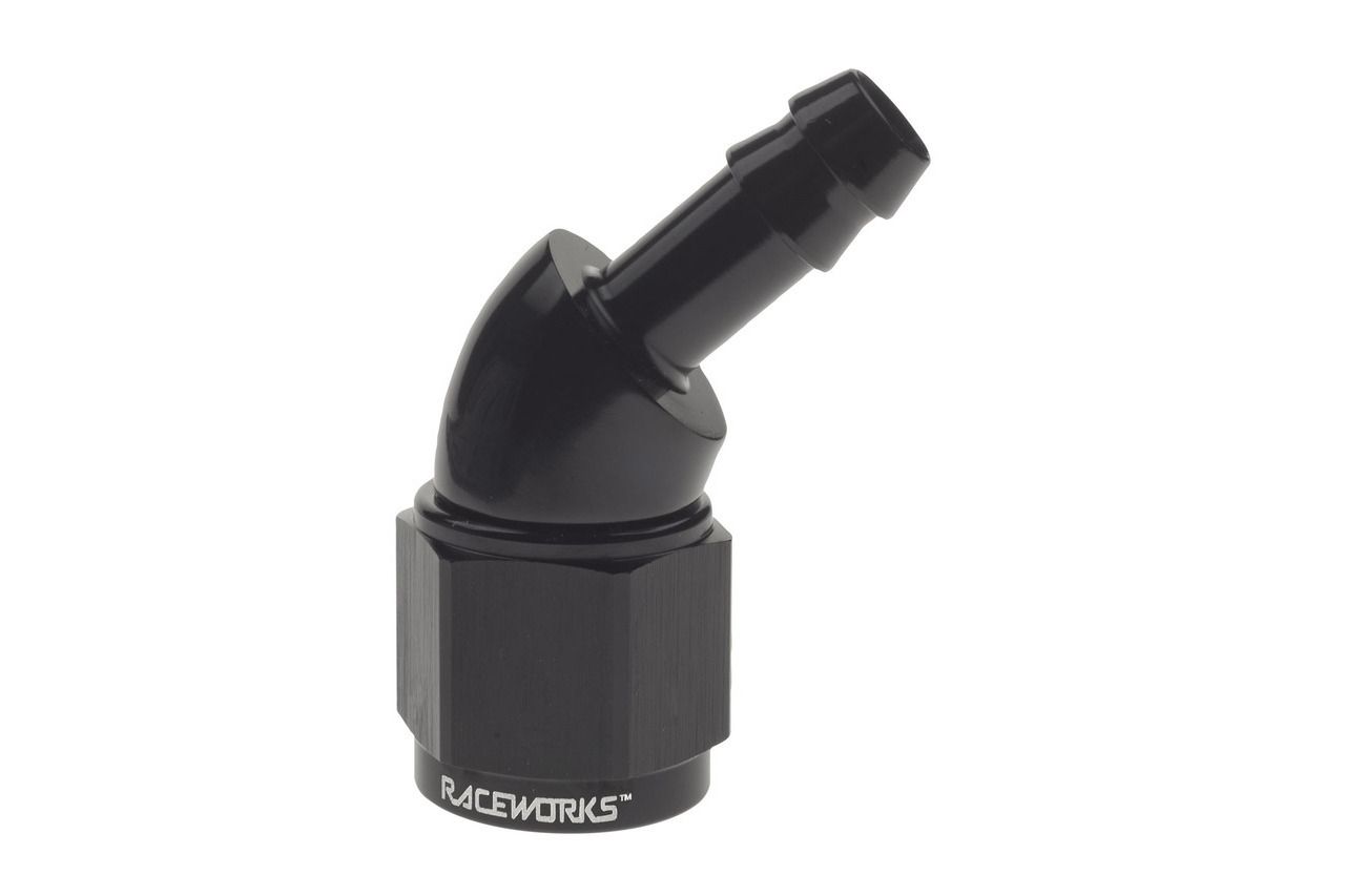 Raceworks AN-8 45 degree Female Swivel to 3/8″ Barb