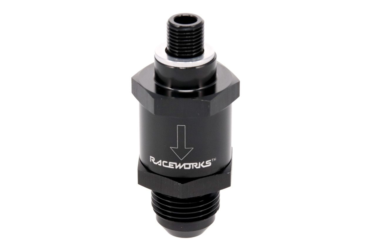 Raceworks M10x1.0 Metric to AN-8 One Way Valve