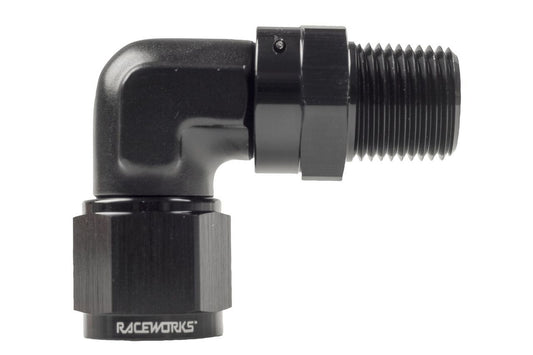Raceworks AN-10 Female Swivel To NPT Swivel 1/2″ 90 degree Fitting