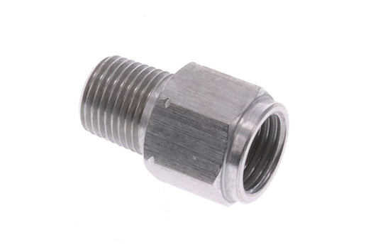 Raceworks 1/8″ BSPT Male to M10x1.0 Female Female Bosch Sensor Adapter Fitting Stainless
