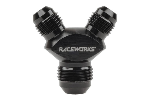 Raceworks AN-8 to 2x AN-6 Male Flare Y Block