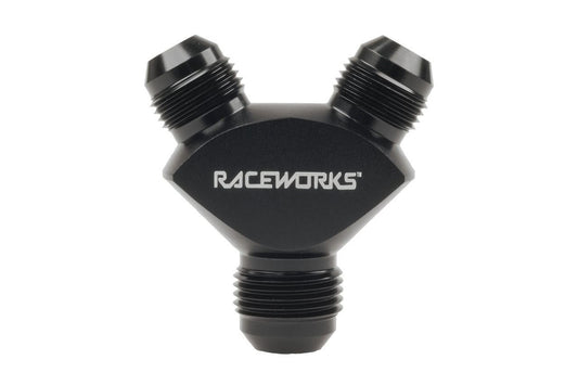 Raceworks AN-10 to 2x AN-8 Male Flare Y Block