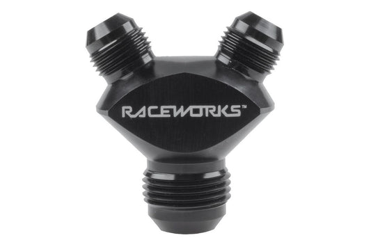 Raceworks AN-12 to 2x AN-8 Male Flare Y Block