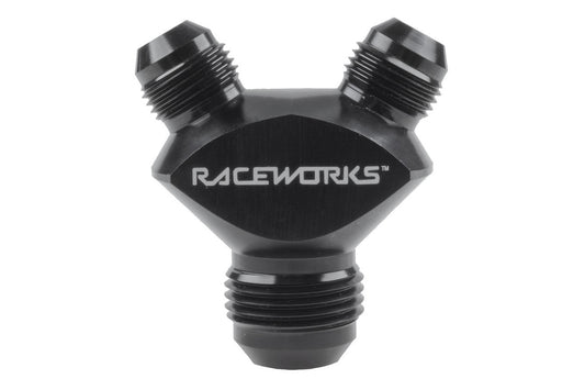 Raceworks AN-12 to 2x AN-10 Male Flare Y Block
