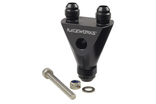 Raceworks Inline AN-8 to 2x AN-6 Male Flare Y Block