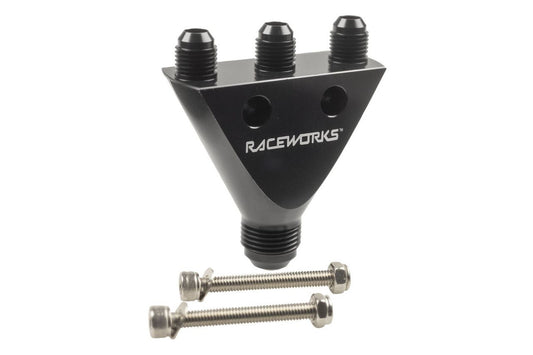 Raceworks AN-10 to 3x AN-6 Male Flare Y Block